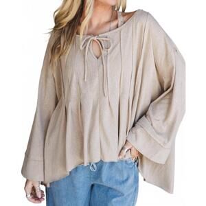 NEW THREE BIRD NEST isla drift top in beige